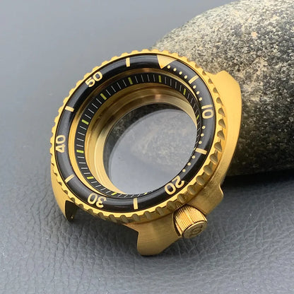 Mod 6105 6309 Turtle Abalone Watch Case Sapphire Crystal Glass Fit NH35 Movement Transparent Bottom Cover Men Diving Watch Case