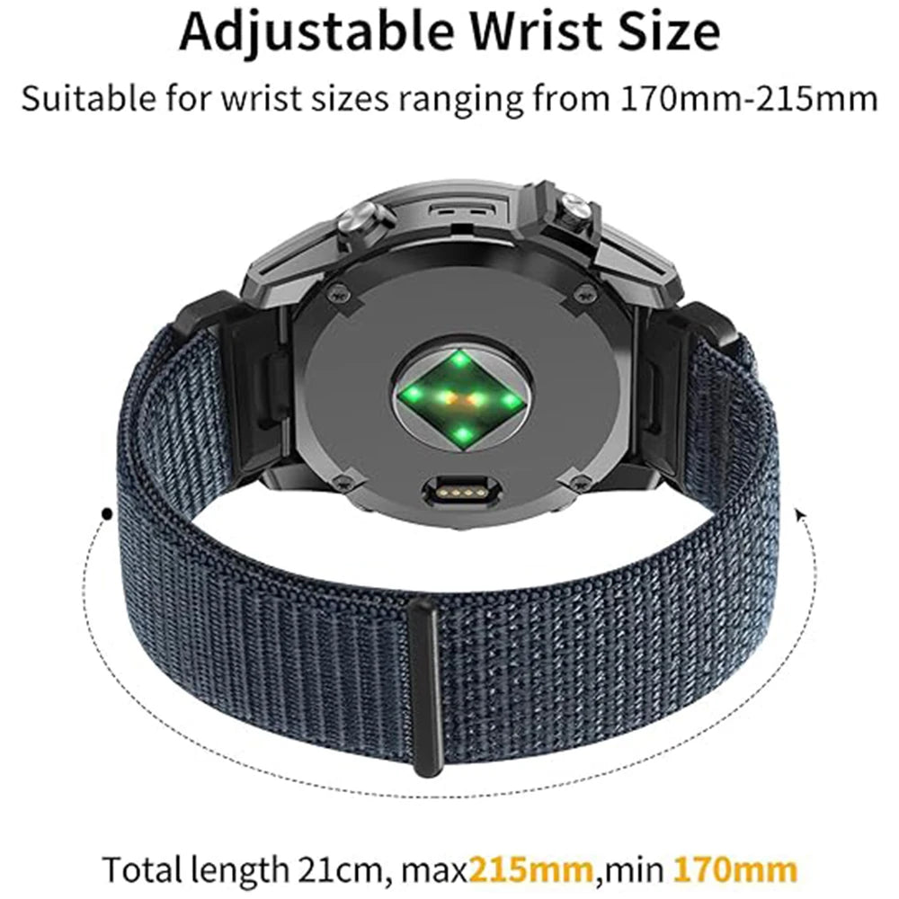 22 26mm QuickFit Nylon Sports Strap For Garmin Quatix 8/Enduro 3/Epix Gen2/Instinct 3/Fenix8 Pro E 5 6 7 7X Breathable Watchband