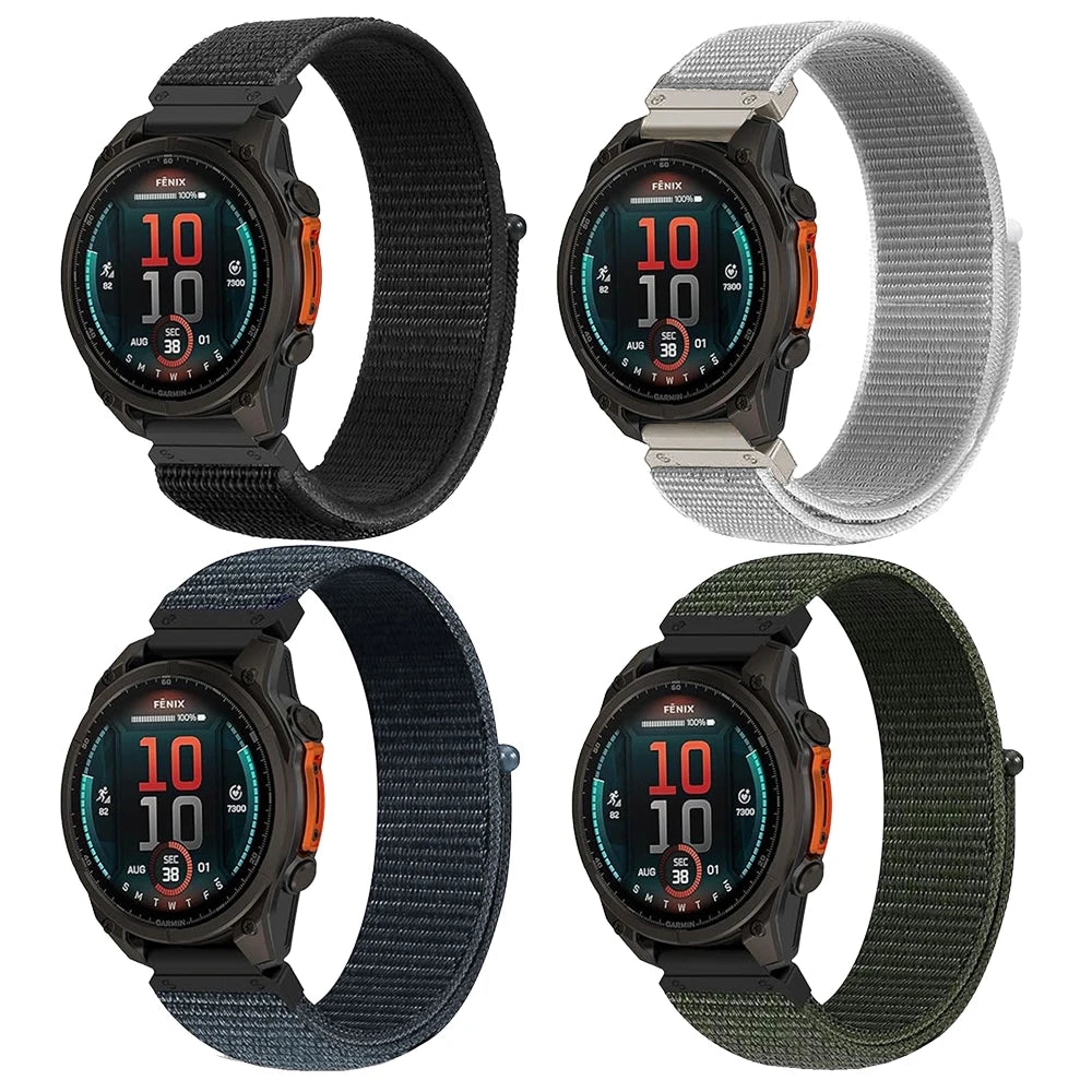 22 26mm QuickFit Nylon Sports Strap For Garmin Quatix 8/Enduro 3/Epix Gen2/Instinct 3/Fenix8 Pro E 5 6 7 7X Breathable Watchband