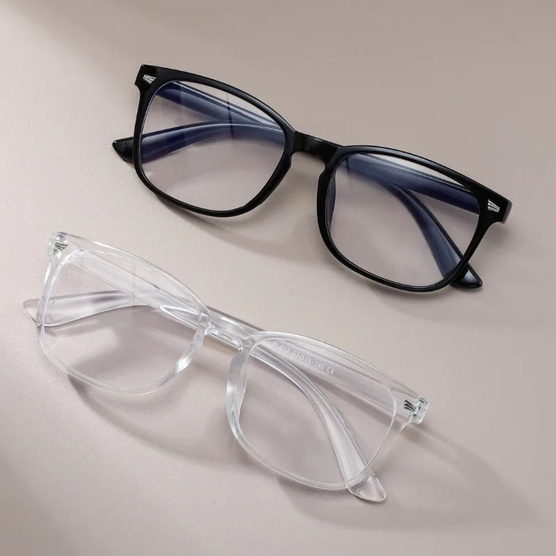 1/2 Pairs Unisex Vintage Eyewea Square Frame Anti Blue Light Eyeglasses Black Clear Computer Glasses