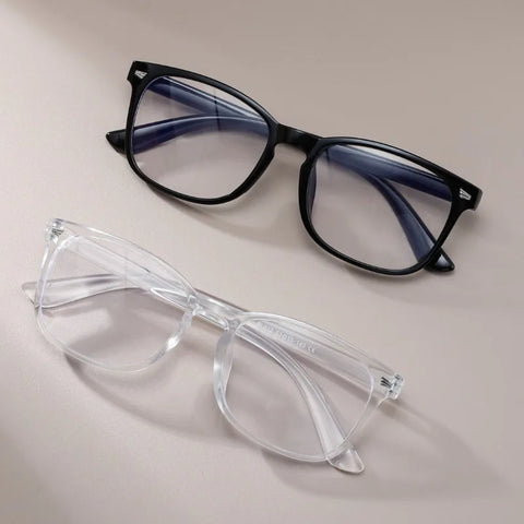 1/2 Pairs Unisex Vintage Eyewea Square Frame Anti Blue Light Eyeglasses Black Clear Computer Glasses