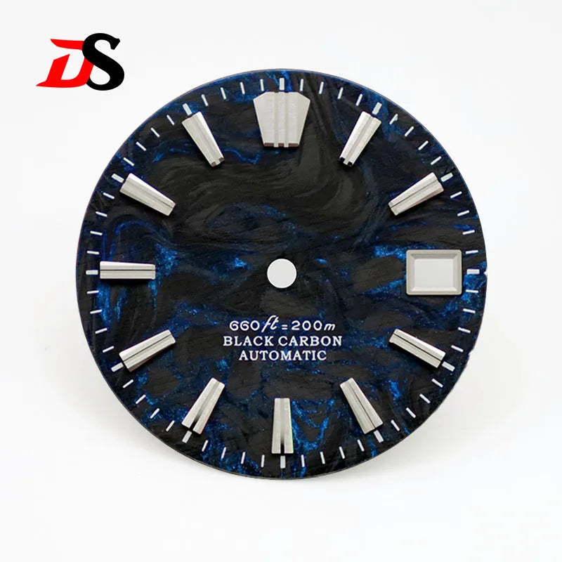 NH35 Dial 28.5mm Lava Carbon Fiber Dial GS MOD NH35 NH38 Movement No Lume Custom logo SKX007 Watch Modified Accessories