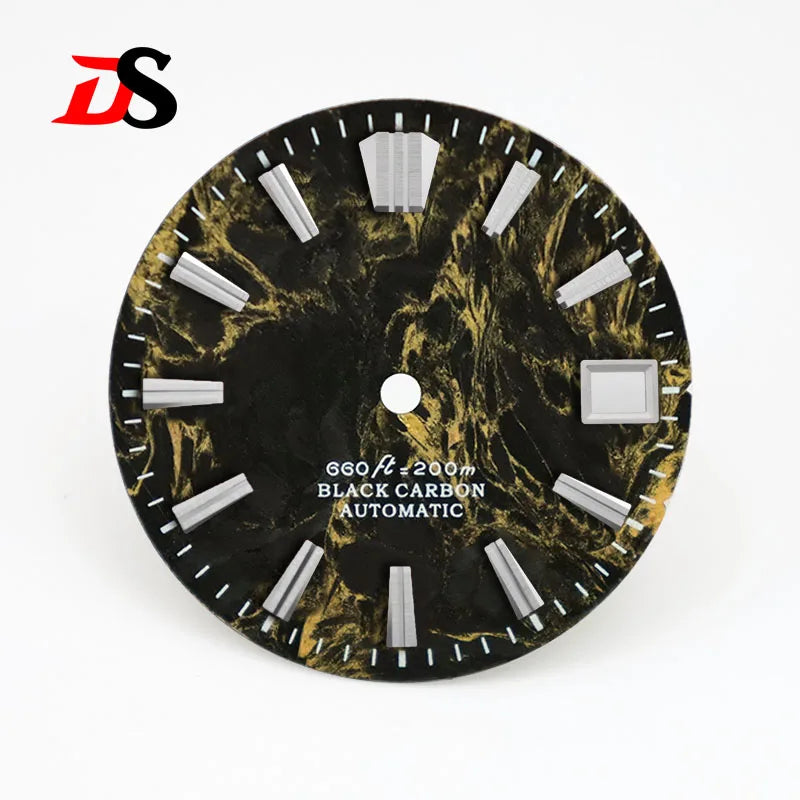 NH35 Dial 28.5mm Lava Carbon Fiber Dial GS MOD NH35 NH38 Movement No Lume Custom logo SKX007 Watch Modified Accessories