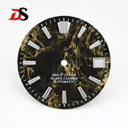 NH35 Dial 28.5mm Lava Carbon Fiber Dial GS MOD NH35 NH38 Movement No Lume Custom logo SKX007 Watch Modified Accessories