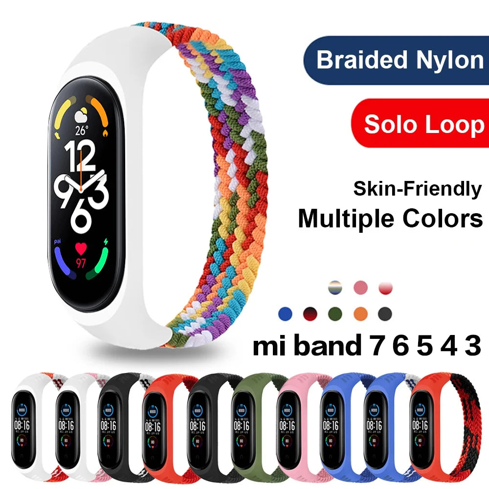 Bracelet for Xiaomi Mi band 6 7 Strap Nylon Braided SOLO LOOP pulseira bracelet Miband5 Wristband belt Mi band 5 4 3 6 correa