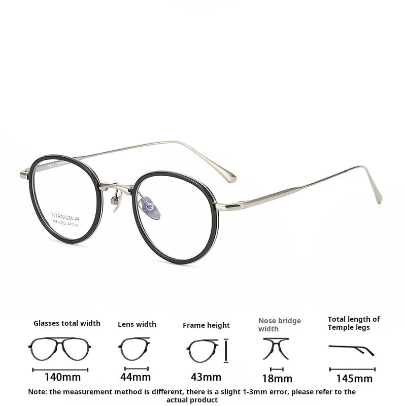 Lzabella New TR90 Pure Titanium Glasses Frame 44 Inner Ring Sesign Small Oval Small Frame Glasses Frame for Men and Women 8052