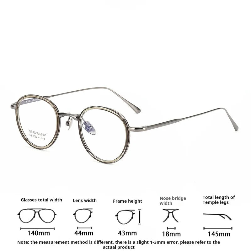 Lzabella New TR90 Pure Titanium Glasses Frame 44 Inner Ring Sesign Small Oval Small Frame Glasses Frame for Men and Women 8052