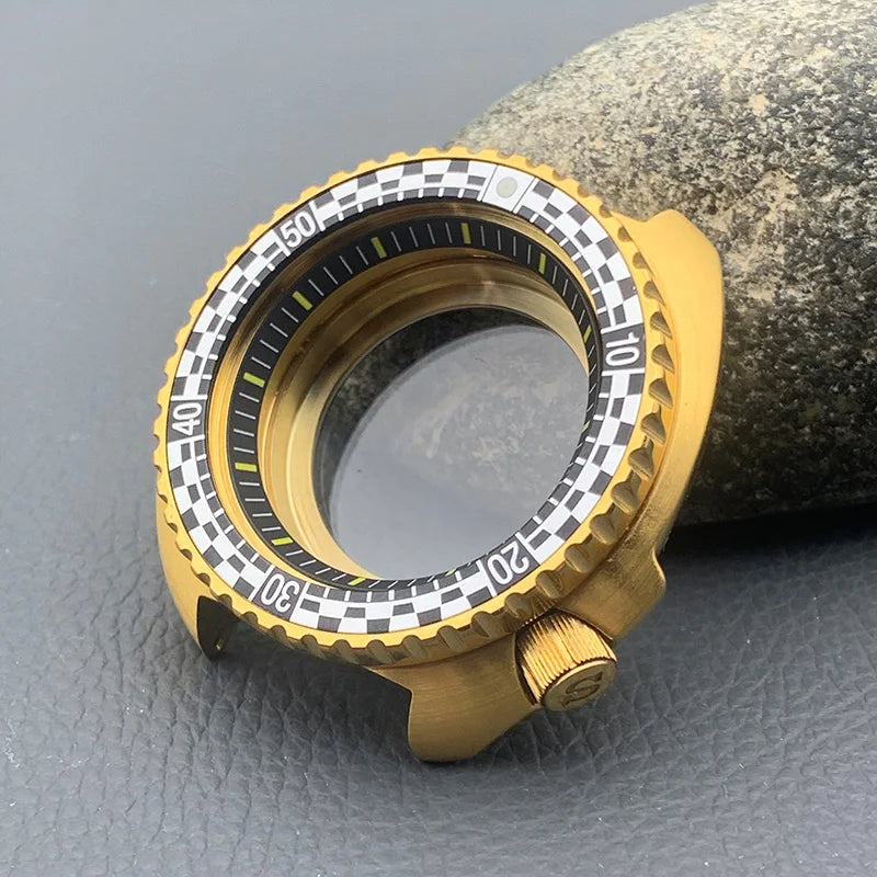 Mod 6105 6309 Turtle Abalone Watch Case Sapphire Crystal Glass Fit NH35 Movement Transparent Bottom Cover Men Diving Watch Case