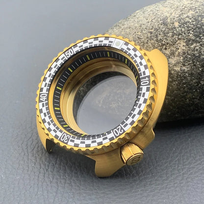 Mod 6105 6309 Turtle Abalone Watch Case Sapphire Crystal Glass Fit NH35 Movement Transparent Bottom Cover Men Diving Watch Case