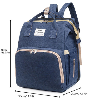 Foldable Bed Diaper Bag with Changing Station Insulated Pocket and Large Capacity Multifunctional Double Shoulder Mommy Bag