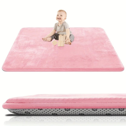 2cm Thick Baby Play Mat for Tummy Time Memory Foam Carpet Large Crawling Soft Velvet Non-Slip Nursery Rug for Floor Kids