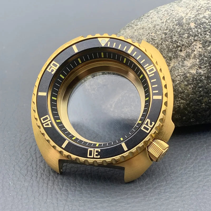 Mod 6105 6309 Turtle Abalone Watch Case Sapphire Crystal Glass Fit NH35 Movement Transparent Bottom Cover Men Diving Watch Case