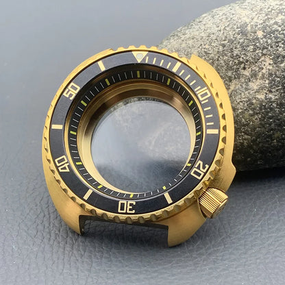 Mod 6105 6309 Turtle Abalone Watch Case Sapphire Crystal Glass Fit NH35 Movement Transparent Bottom Cover Men Diving Watch Case
