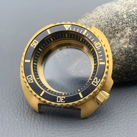 Mod 6105 6309 Turtle Abalone Watch Case Sapphire Crystal Glass Fit NH35 Movement Transparent Bottom Cover Men Diving Watch Case
