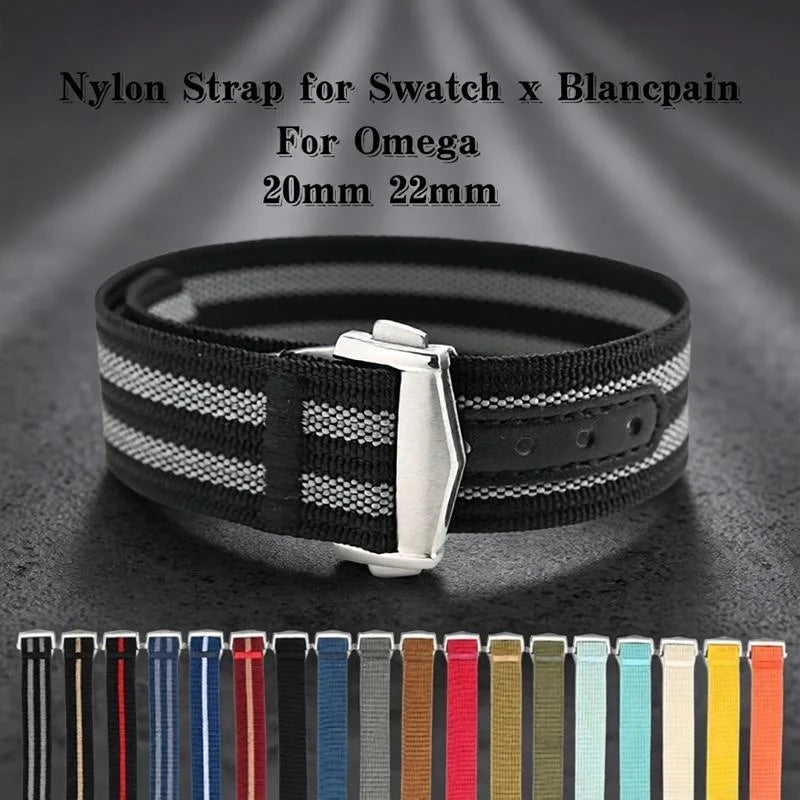 20MM UNIVERSAL SINGLE PASS NYLON STRAP FOR OMEGA MOONSWATCH PLANETS - SOFT COMFORTABLE NO SCRATCH UPGRADE BAND